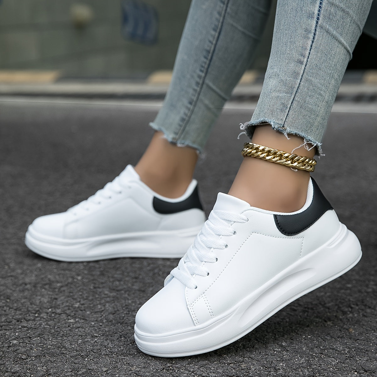 Stijlvolle Dames Sneakers – Schoon Witte Leren Casual Schoenen