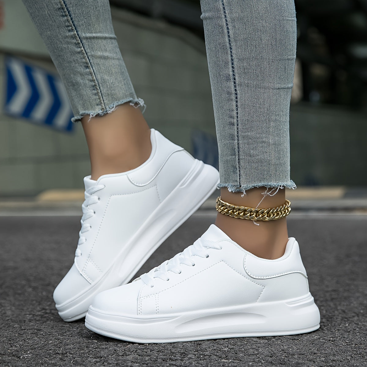 Stijlvolle Dames Sneakers – Schoon Witte Leren Casual Schoenen