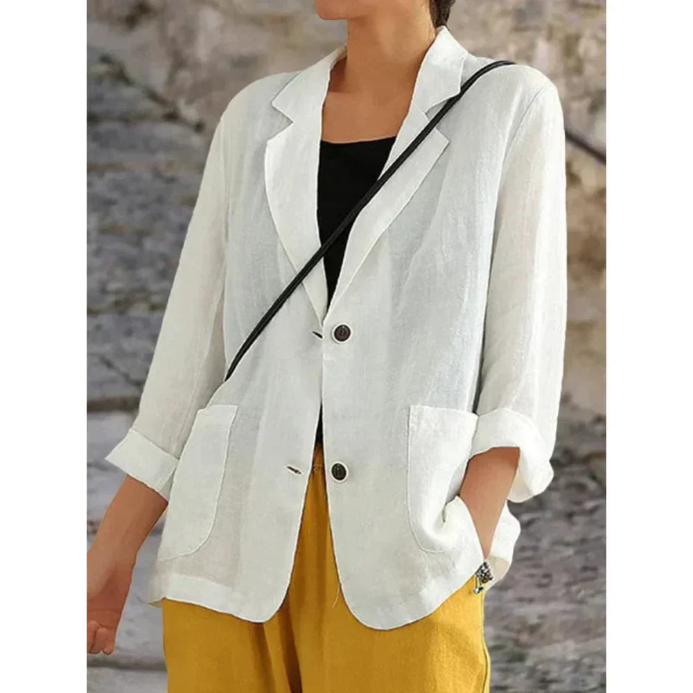 Berta | Stijlvolle Lichtgewicht Damesblazer met Opgerolde Mouwen