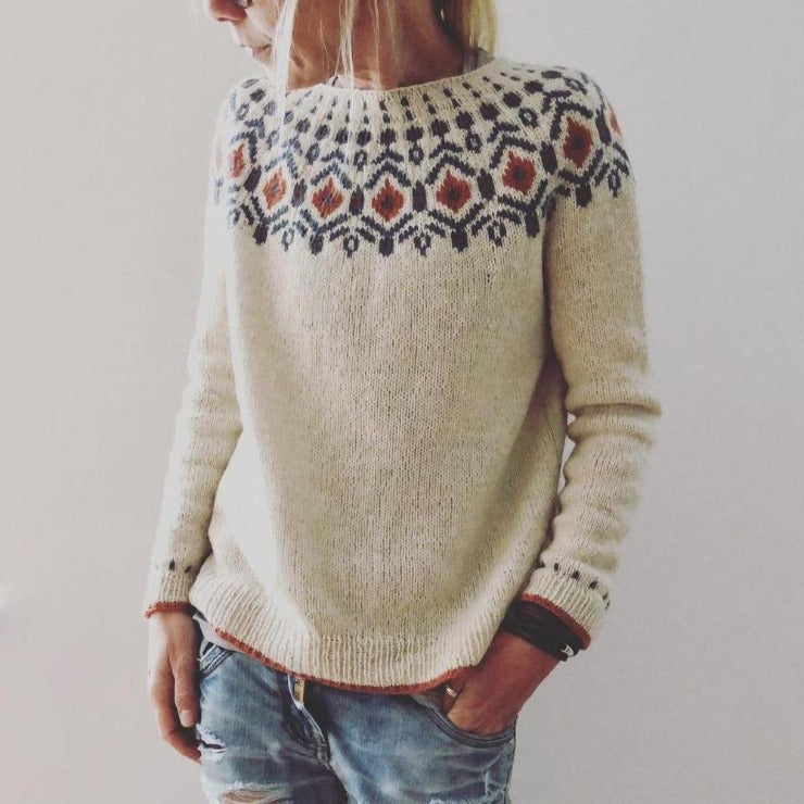 Maaike | Stijlvolle Dames Trui met Geometrisch Patroon | Warm en Comfortabel