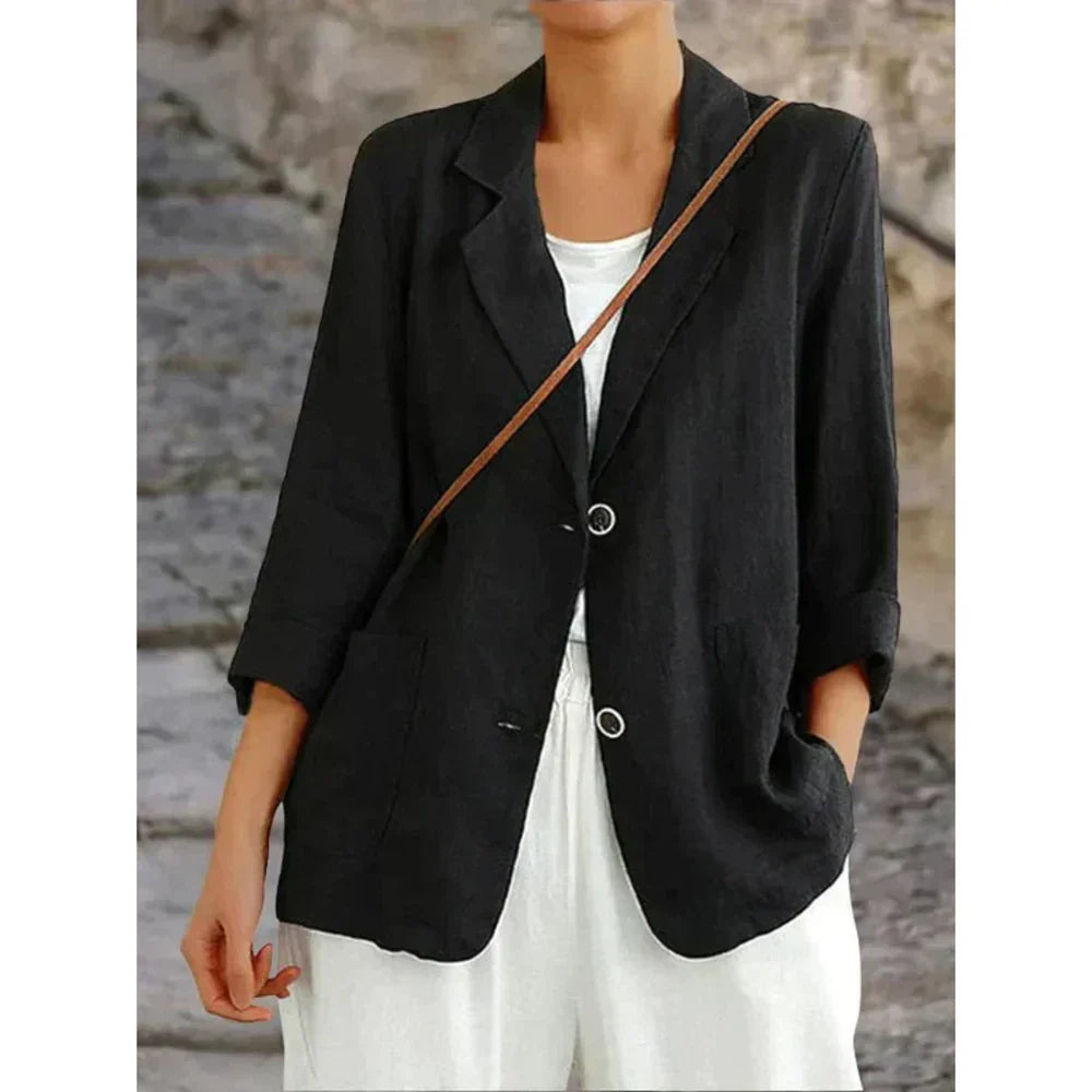 Berta | Stijlvolle Lichtgewicht Damesblazer met Opgerolde Mouwen