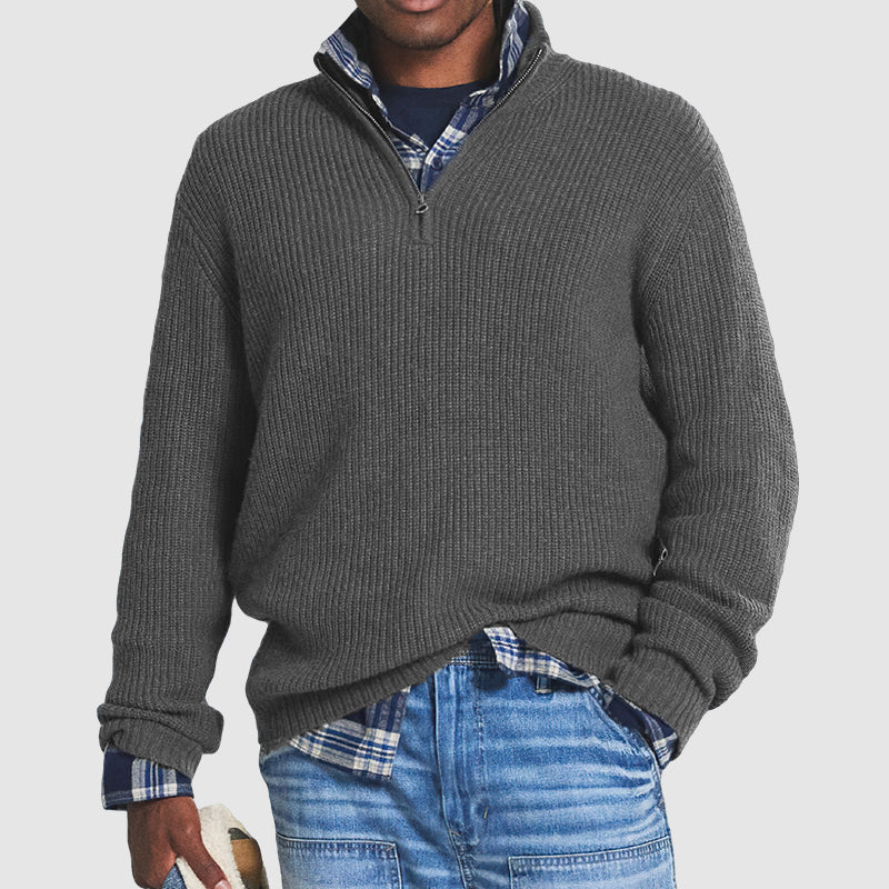 Daan | Elegante Heren Kasjmier Pullover met Rits in Business-Casual Stijl