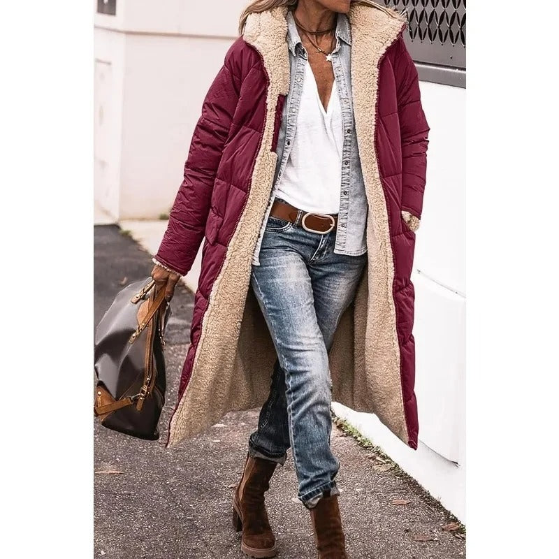 Amalia | Stijlvolle Dames Longline Pufferjas met Sherpa Voering