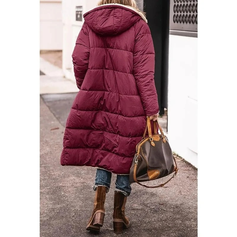 Amalia | Stijlvolle Dames Longline Pufferjas met Sherpa Voering
