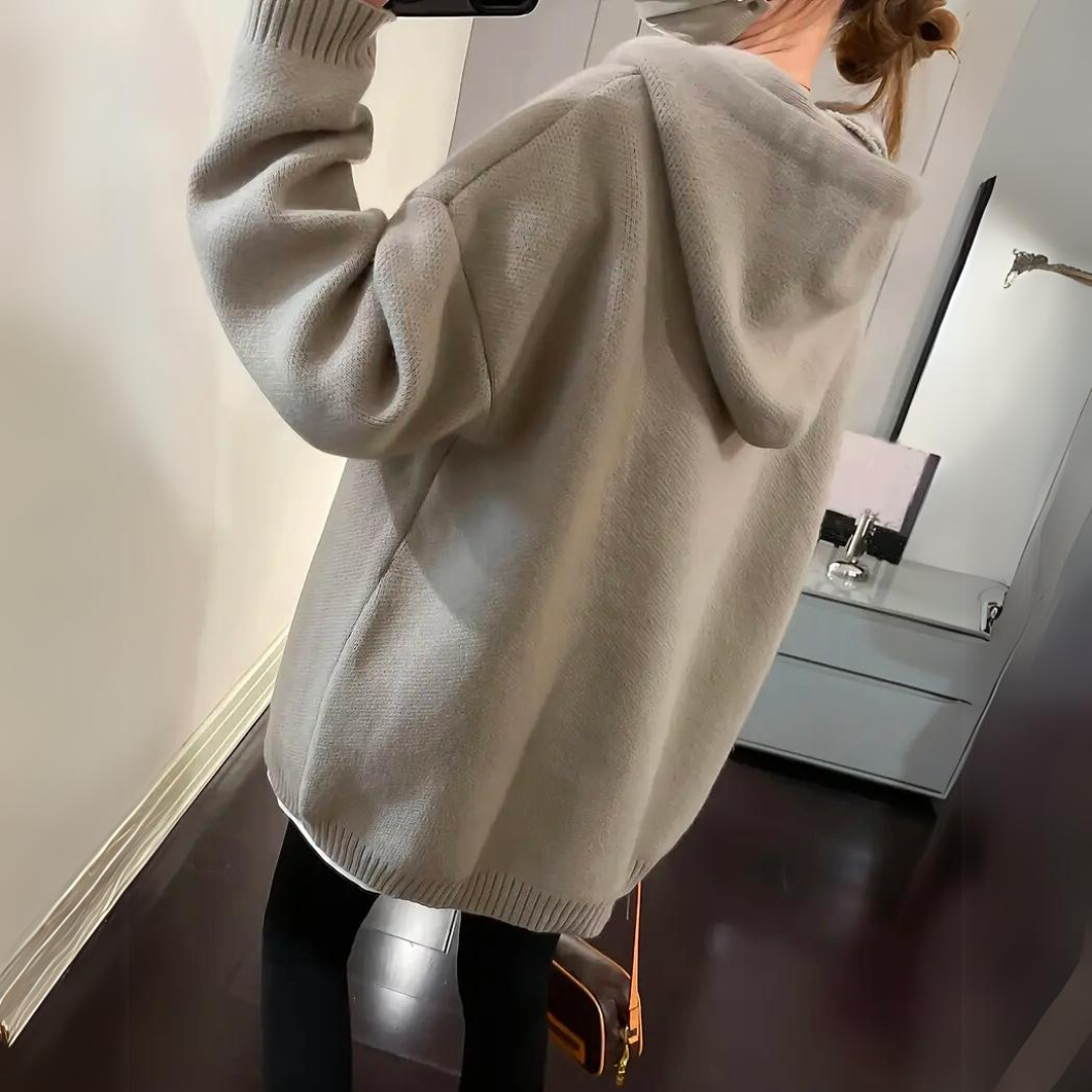 Kai | Comfortabele Plus Size Dames Hoodie met Smiley Gezicht | Gebreid