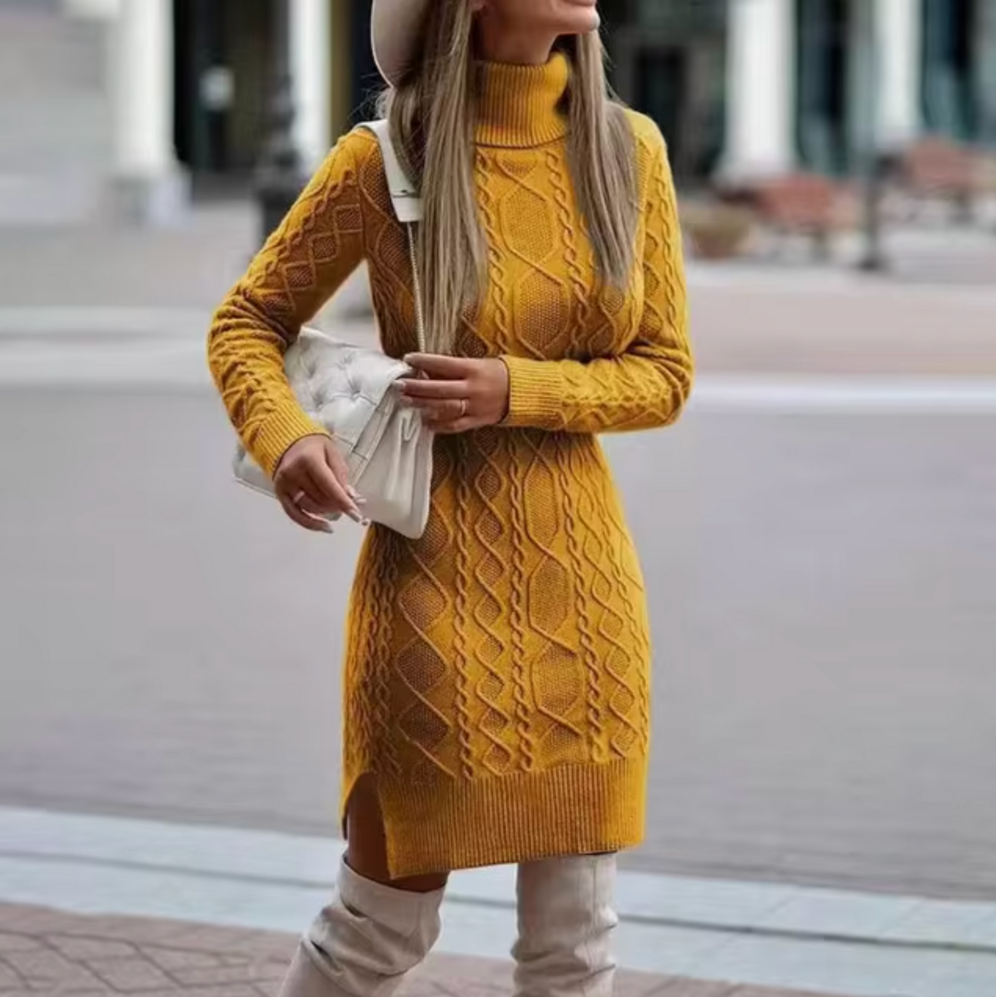 Leonie | Stijlvolle Dames Midi Jurk met Lange Mouwen van Tricot
