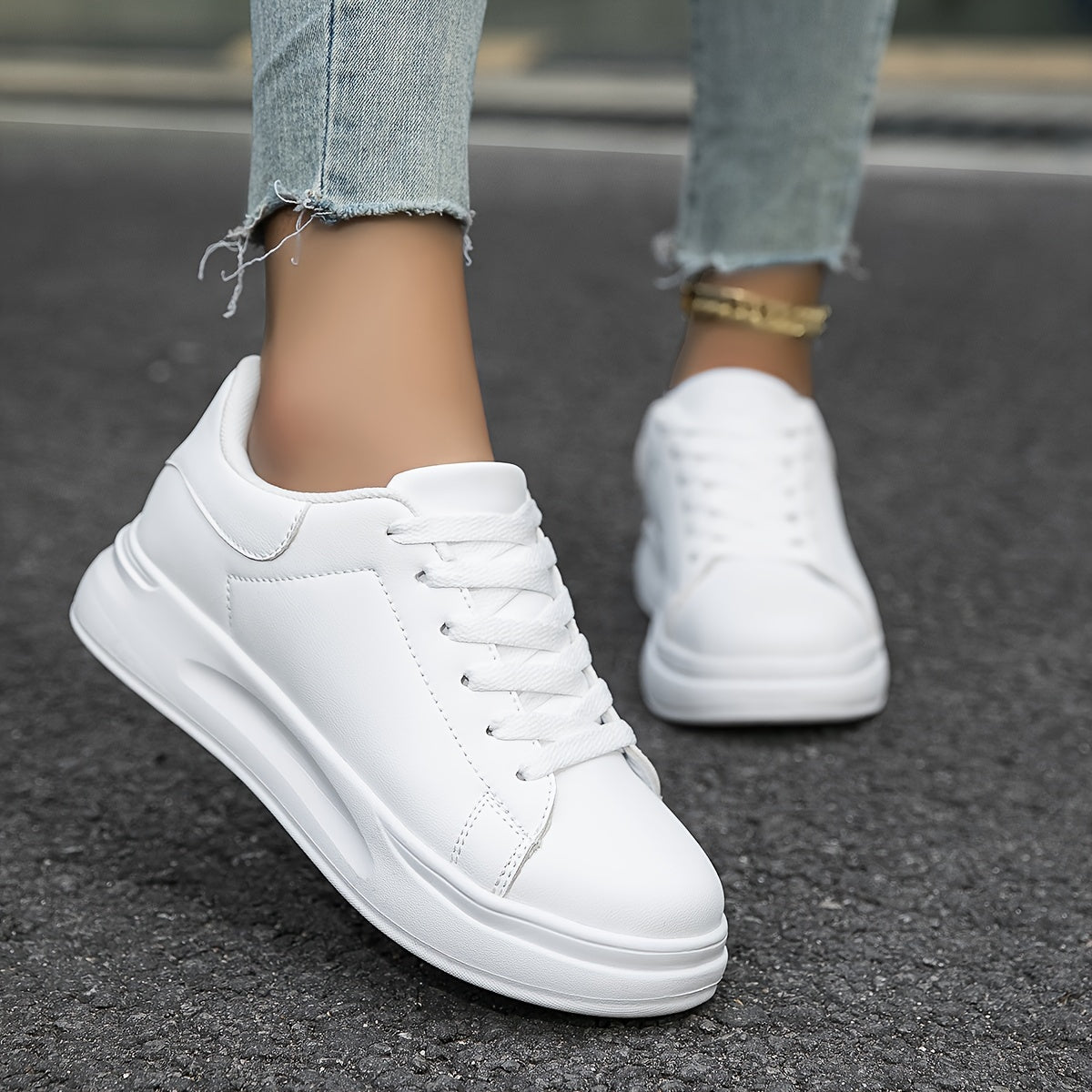 Stijlvolle Dames Sneakers – Schoon Witte Leren Casual Schoenen