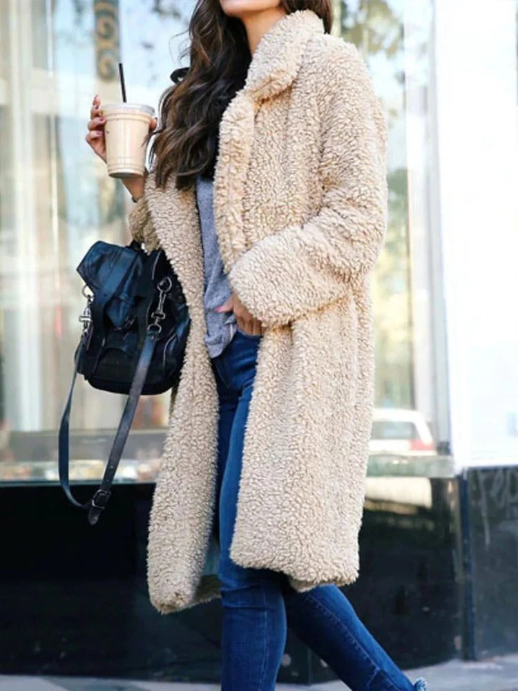 Sietske | Zachte Dames Fleece Teddy Jas Lange Stijl