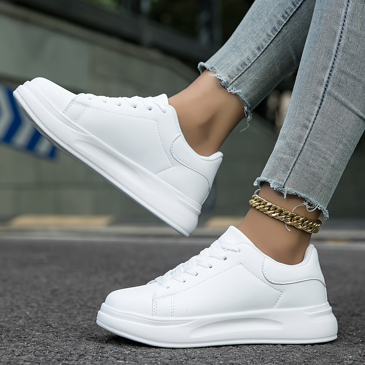 Stijlvolle Dames Sneakers – Schoon Witte Leren Casual Schoenen