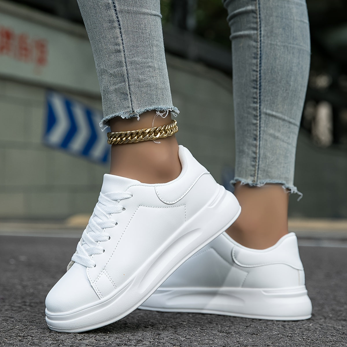 Stijlvolle Dames Sneakers – Schoon Witte Leren Casual Schoenen