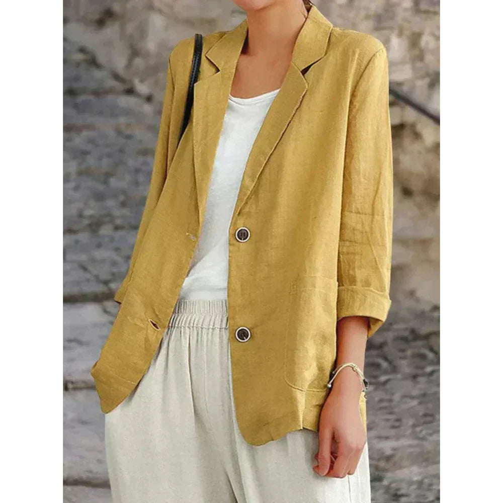 Berta | Stijlvolle Lichtgewicht Damesblazer met Opgerolde Mouwen