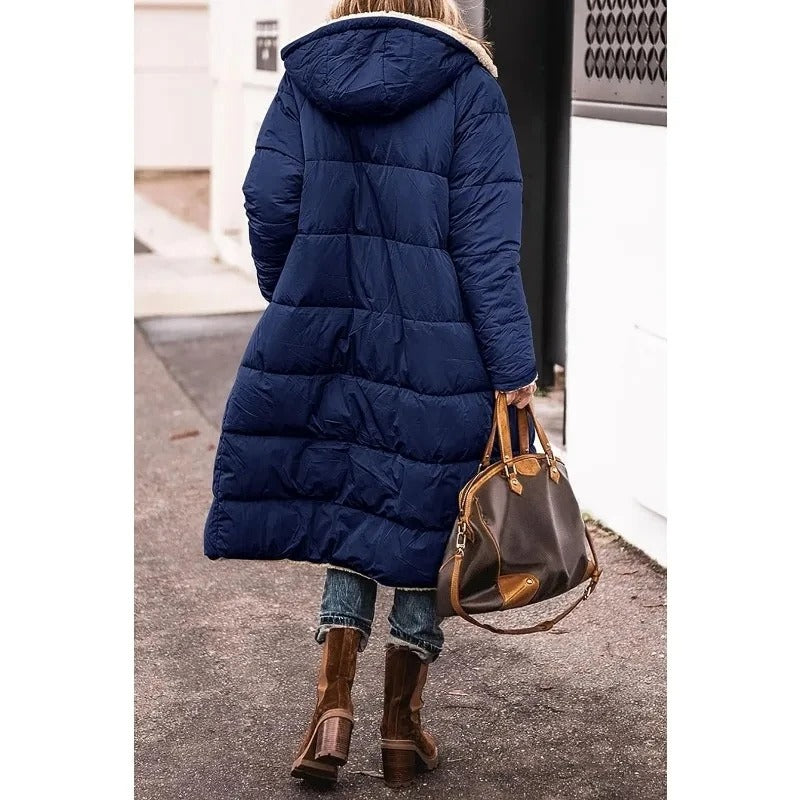 Amalia | Stijlvolle Dames Longline Pufferjas met Sherpa Voering