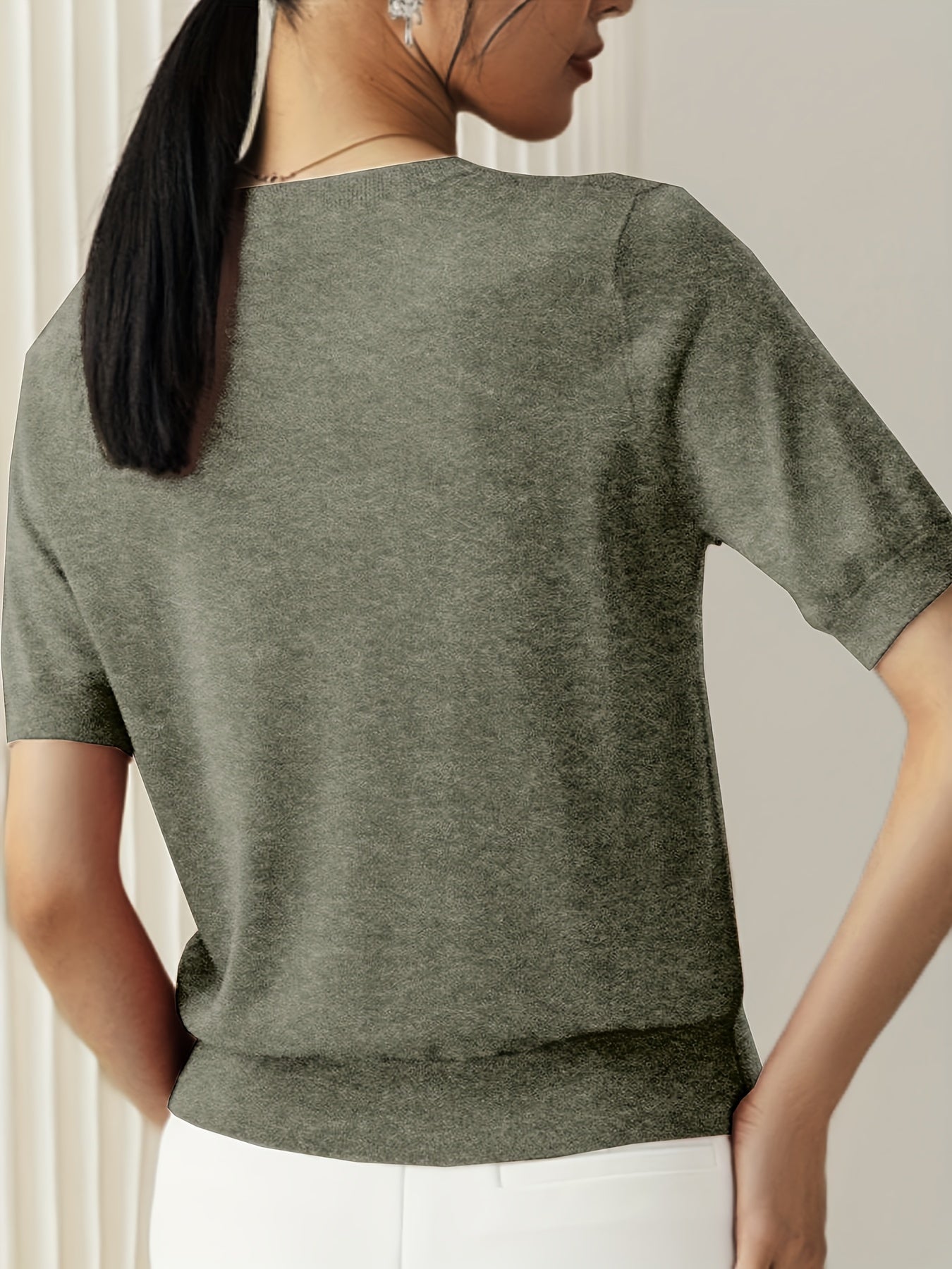 Wilhelmina | Stijlvolle Dames Gebreide Top met Korte Mouwen