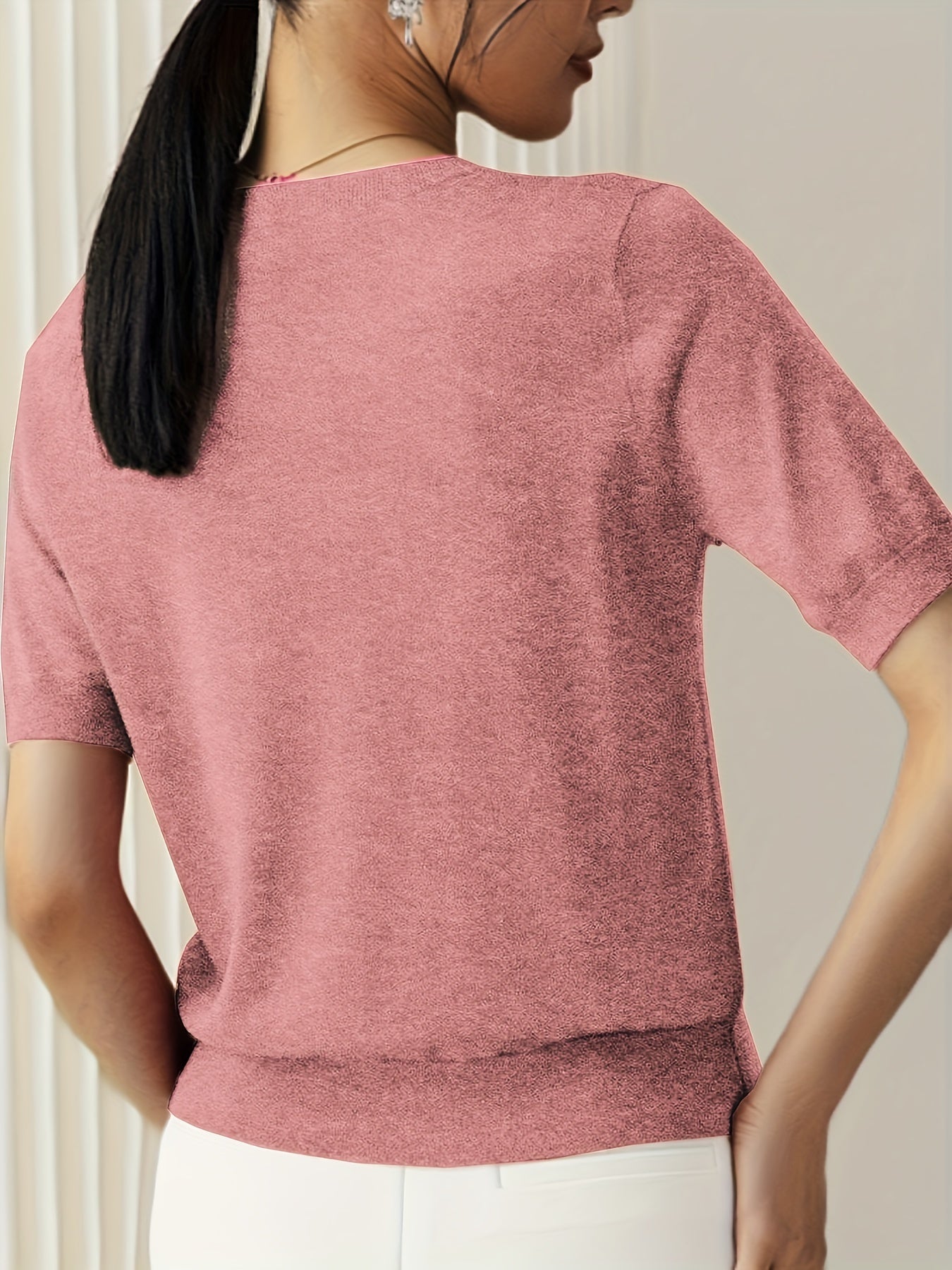 Wilhelmina | Stijlvolle Dames Gebreide Top met Korte Mouwen