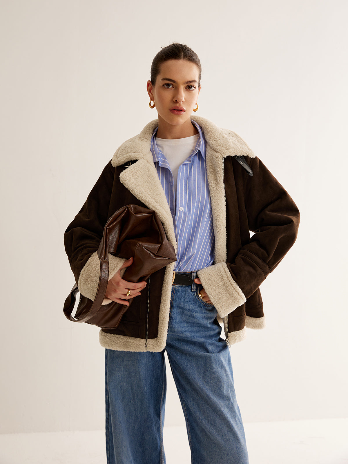 Femke | Stijlvol Dames Fleece Jack met Vintage Look | Bruin
