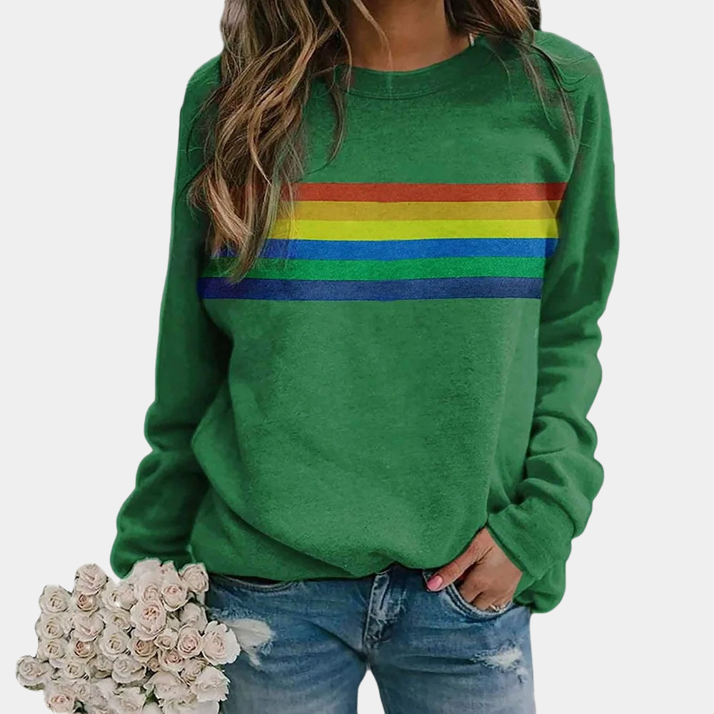 Myrthe | Kleurrijk Regenboog Crewneck Sweatshirt voor Dames