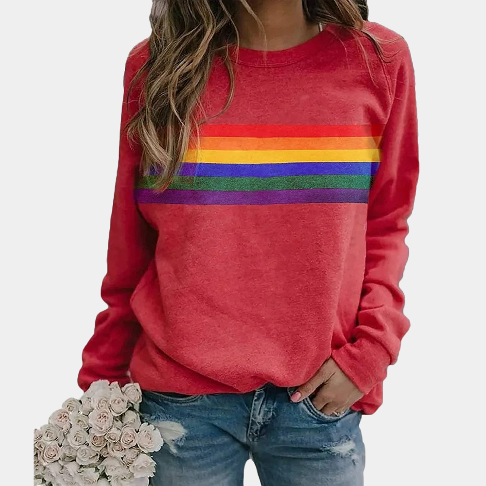 Myrthe | Kleurrijk Regenboog Crewneck Sweatshirt voor Dames