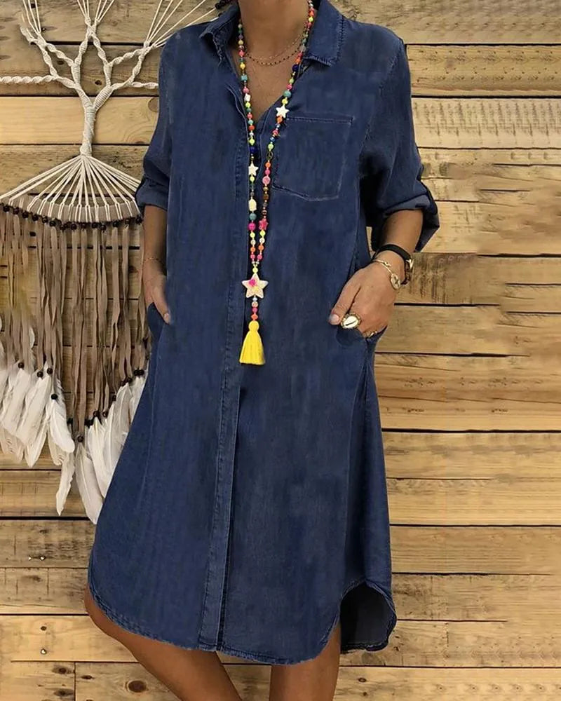 Marije | Stijlvolle Casual Denim Blousejurk met Comfortabele Pasvorm