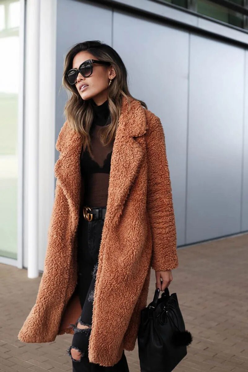 Sonja | Zachte Dames Fleece Jas | Warme Lange Winterjas