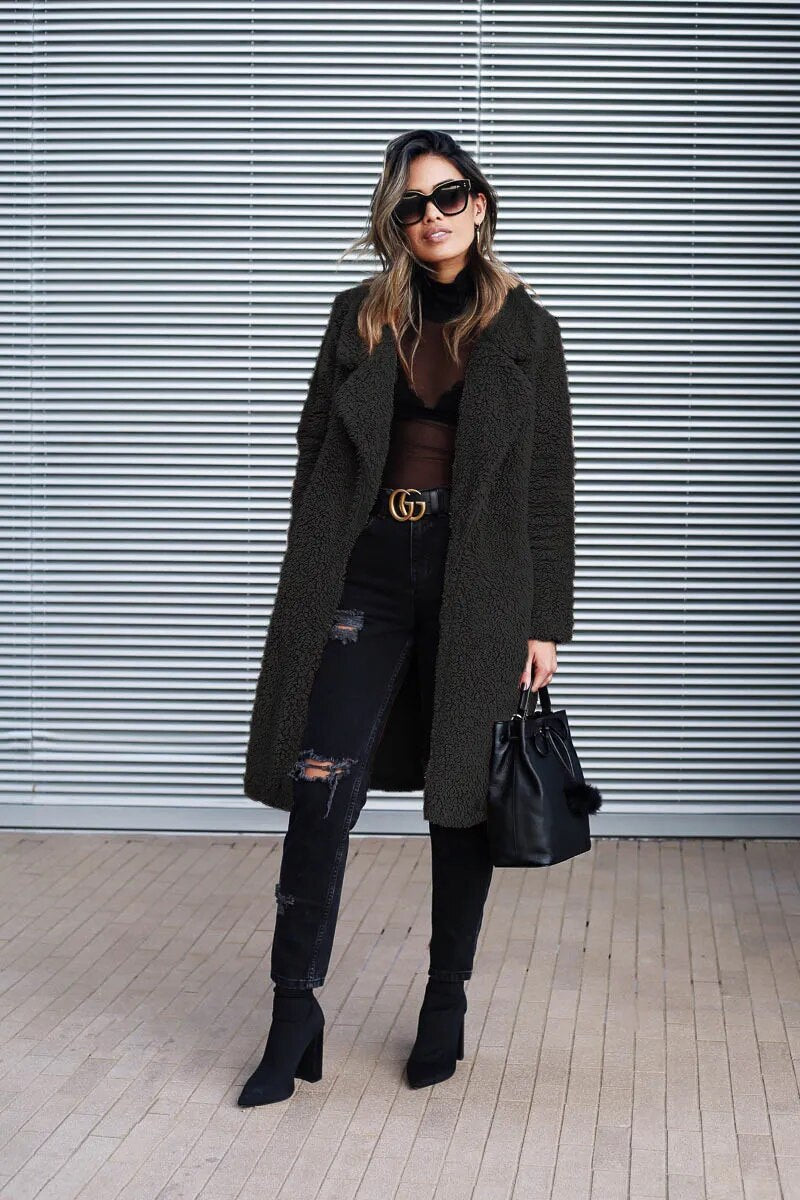 Sonja | Zachte Dames Fleece Jas | Warme Lange Winterjas