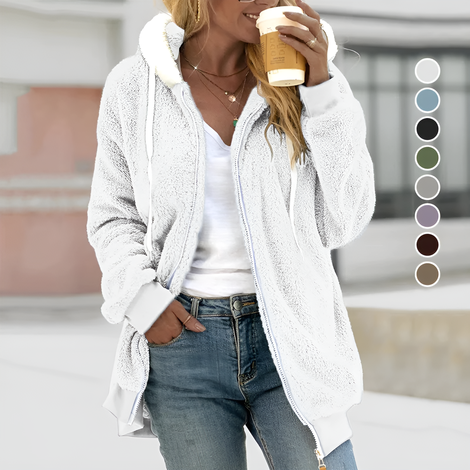 Beppie | Zachte Dames Oversized Sherpa Hoodie met Rits