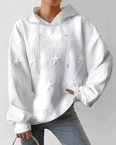 Maria | Stijlvolle Witte Gebreide Dames Hoodie | Lange Mouwen