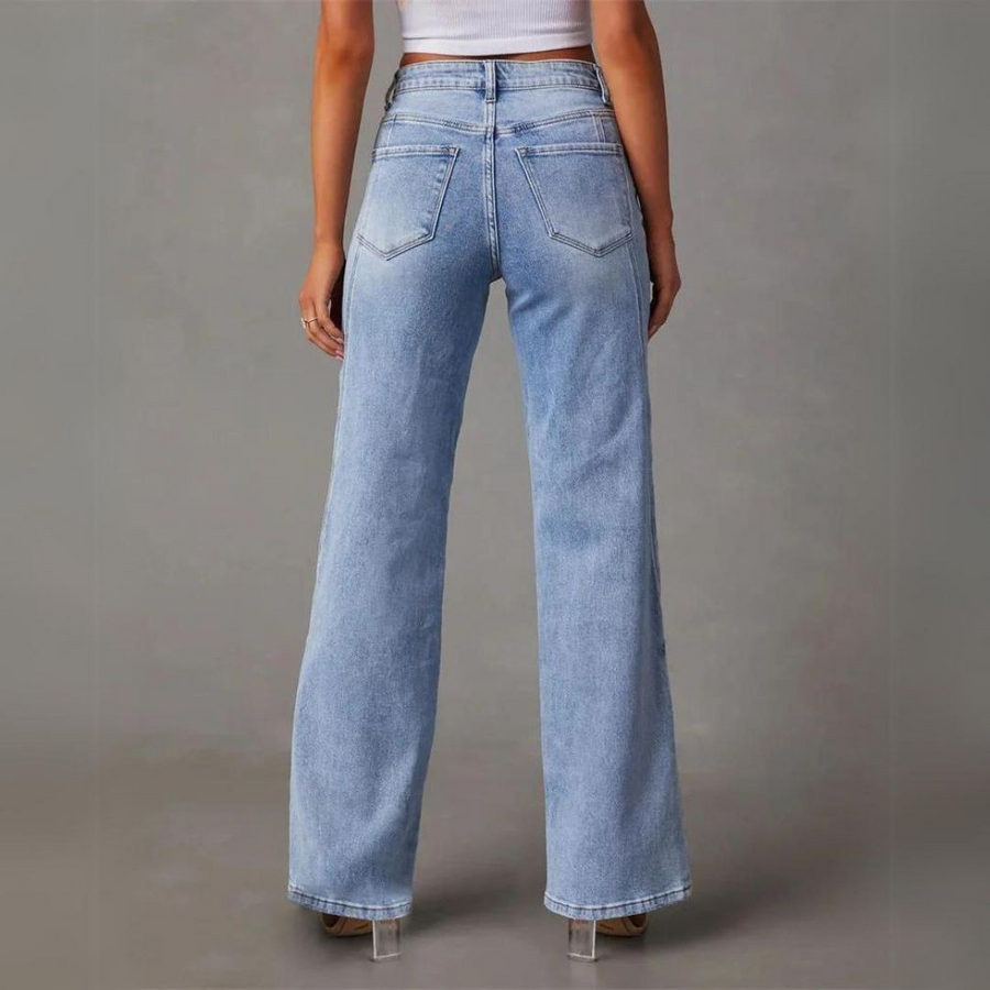 Merel | Stijlvolle Hoge Taille Denim Jeans met Wijde Pijpen
