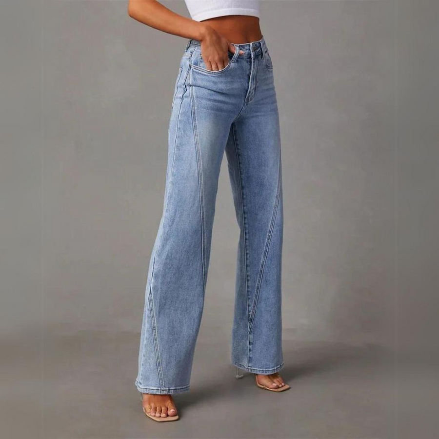 Merel | Stijlvolle Hoge Taille Denim Jeans met Wijde Pijpen