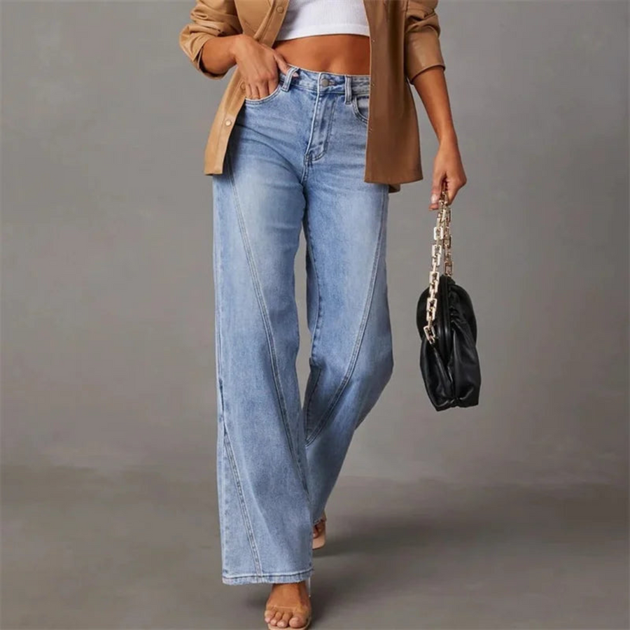 Merel | Stijlvolle Hoge Taille Denim Jeans met Wijde Pijpen
