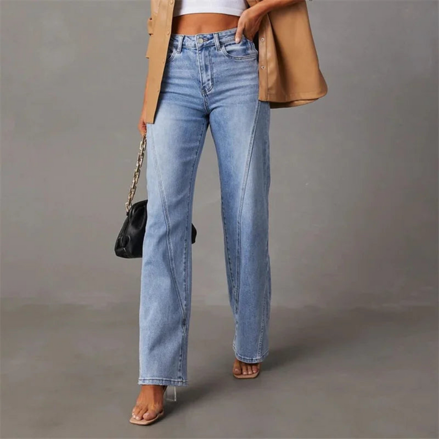 Merel | Stijlvolle Hoge Taille Denim Jeans met Wijde Pijpen