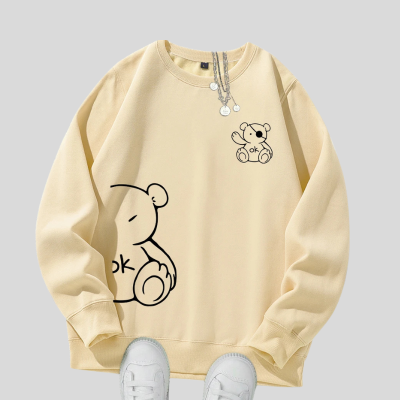 Unisex Katten Trui β Minimalistische Oversized Sweater met Kattenlijnprint