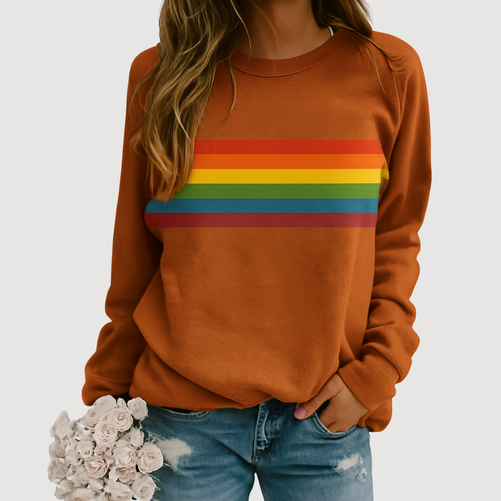 Myrthe | Kleurrijk Regenboog Crewneck Sweatshirt voor Dames