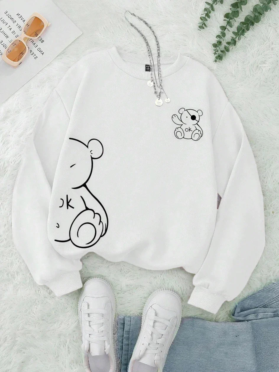 Unisex Katten Trui β Minimalistische Oversized Sweater met Kattenlijnprint