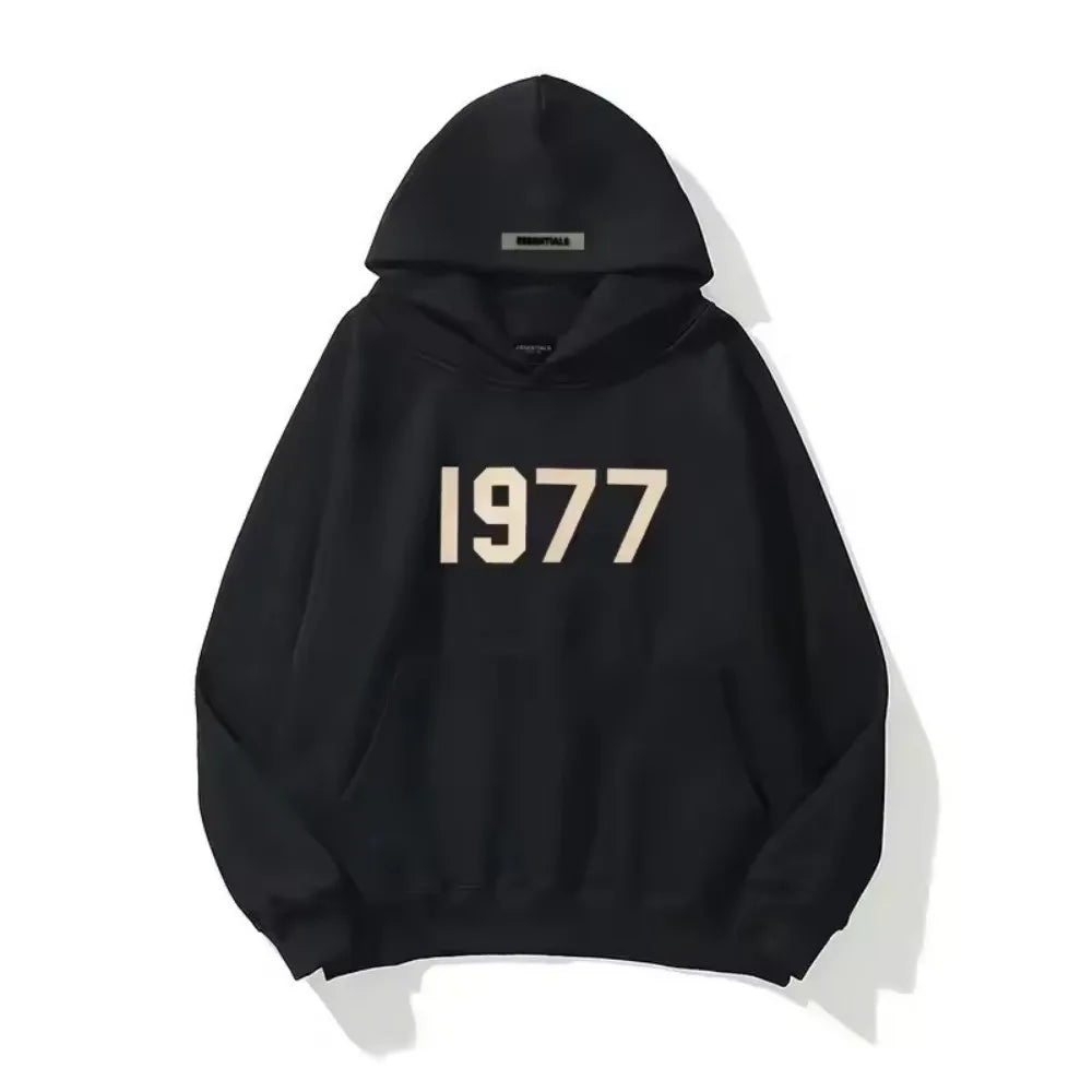 1977 Hoodie – Unisex Basic Hoodie met Retro Jaarprint