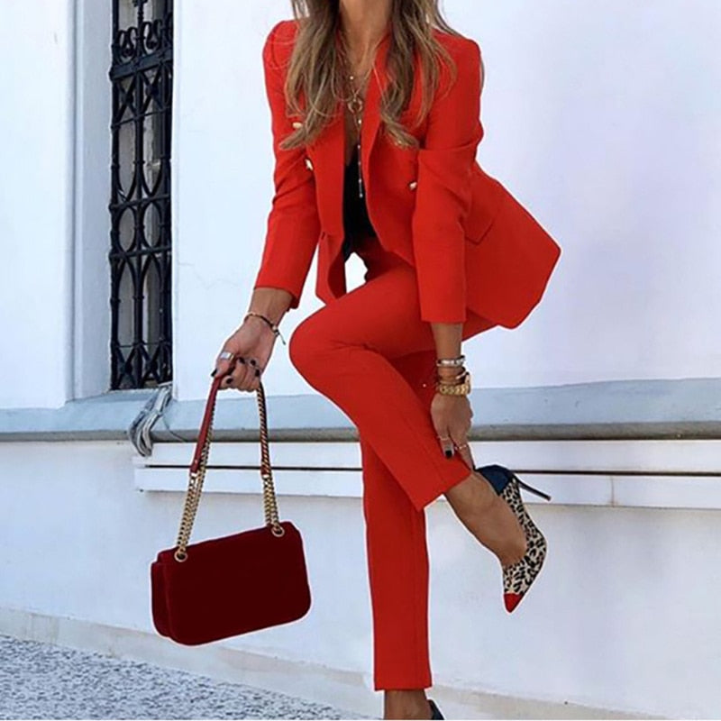 Stijlvolle Vrouwen Blazer en Broek Set