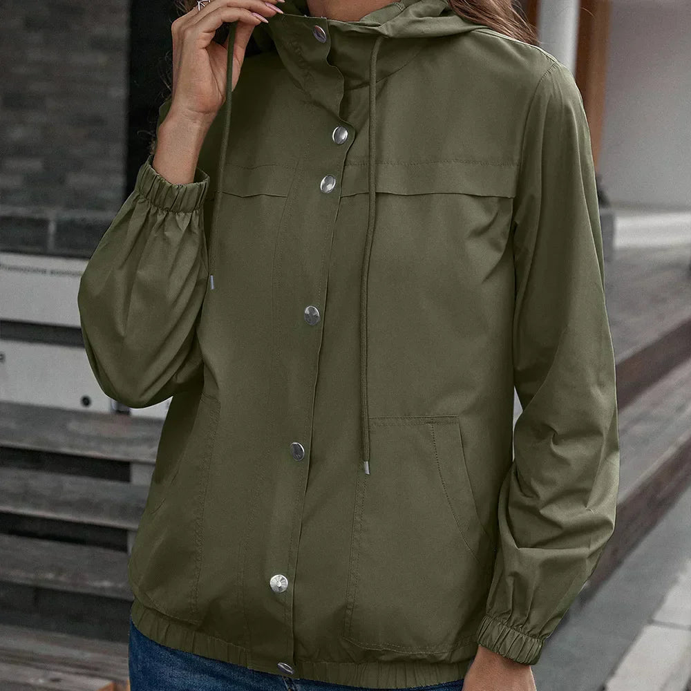 Noor | Stijlvolle Dames Waterdichte Trenchcoat met Kapuze en Lange Mouwen