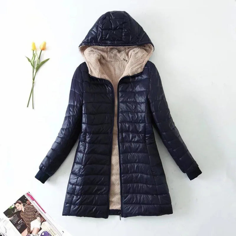 Maaike | Warme Dames Fleece Winterjas | Met Capuchon