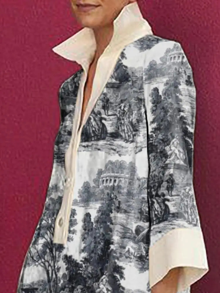 Mechteld | Stijlvolle Vintage Toile Prints Mini Tuniek Jurk voor Dames | Nadia