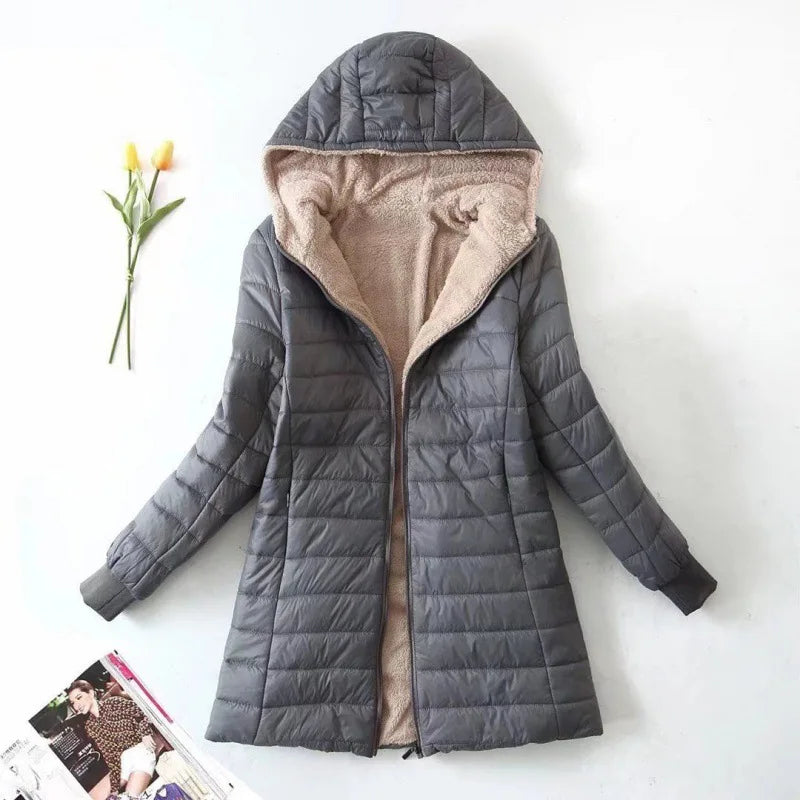 Maaike | Warme Dames Fleece Winterjas | Met Capuchon