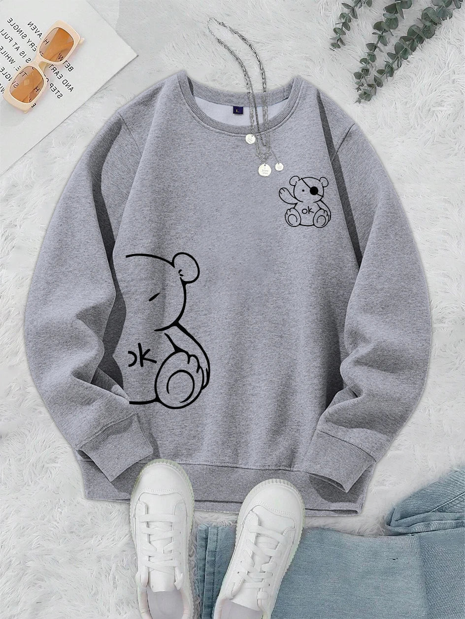 Unisex Katten Trui β Minimalistische Oversized Sweater met Kattenlijnprint
