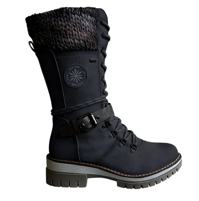 Carla | Stijlvolle Dames Winterlaarzen met Comfortabele Gebreide Boord