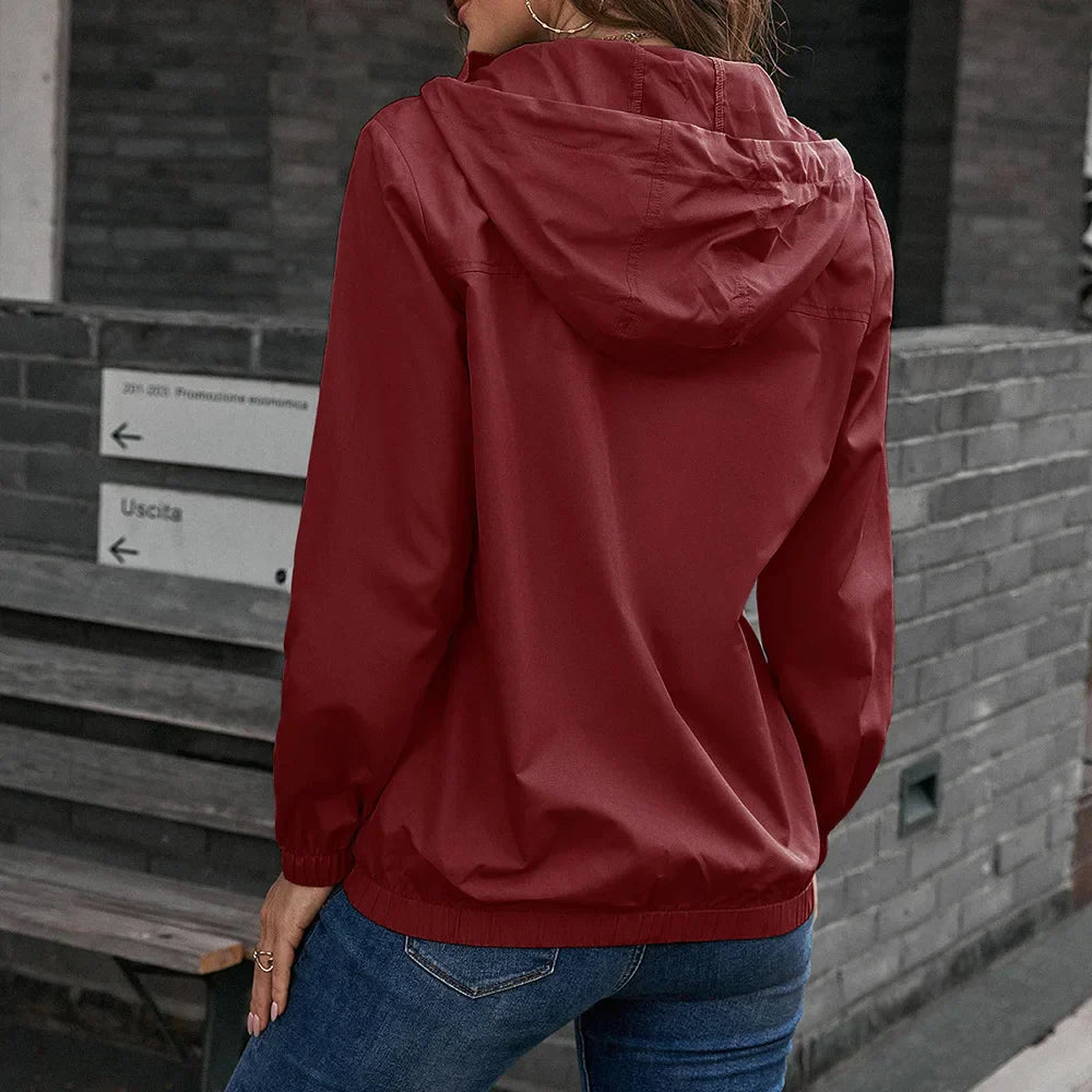 Noor | Stijlvolle Dames Waterdichte Trenchcoat met Kapuze en Lange Mouwen