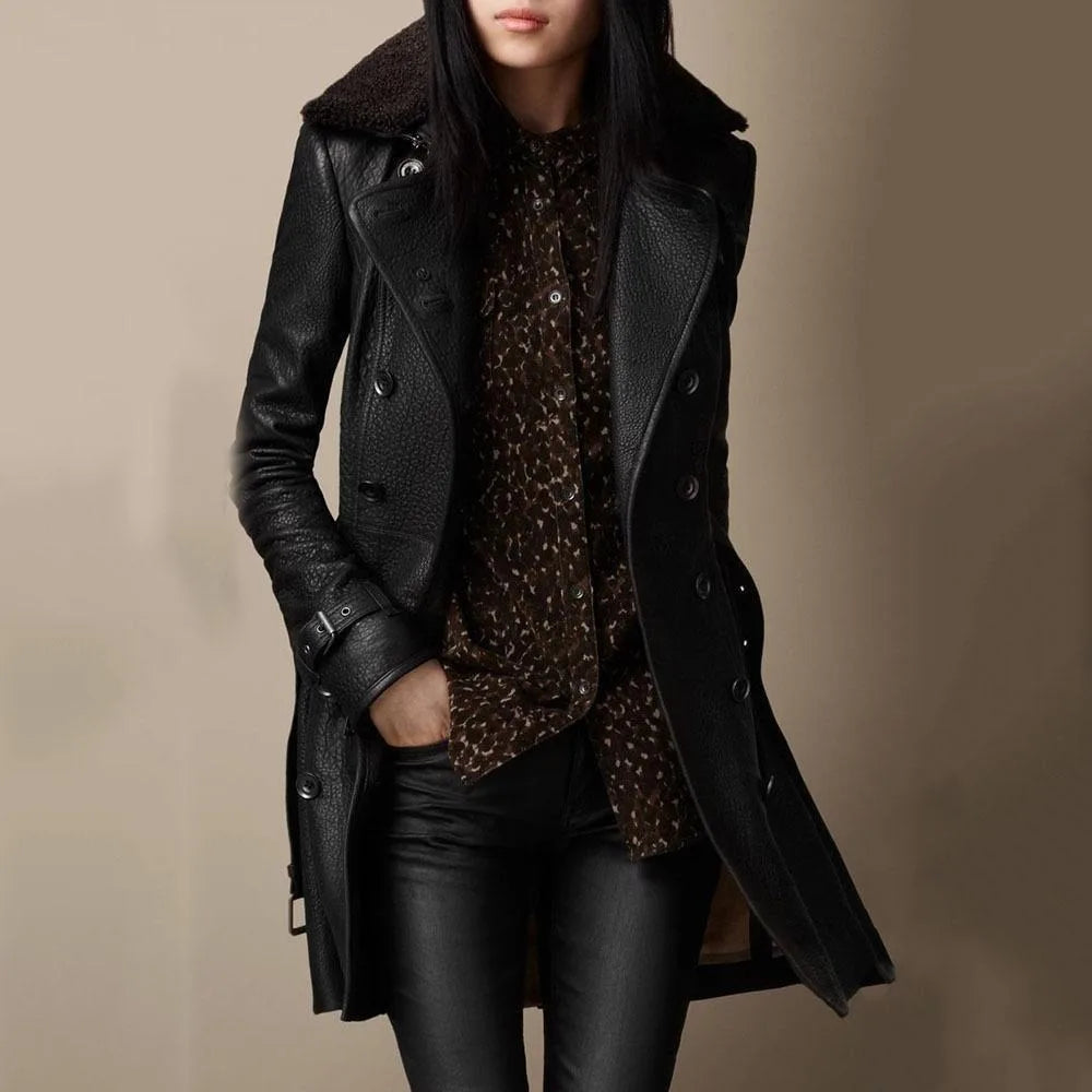 Linda | Moderne Zwarte Damesmantel | Casual Chic