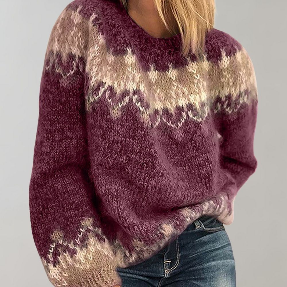 Brenda | Comfortabele Dames Trui | Grofgebreid | Ronde Hals