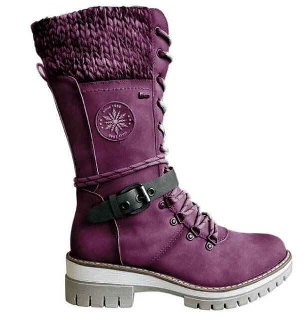 Carla | Stijlvolle Dames Winterlaarzen met Comfortabele Gebreide Boord