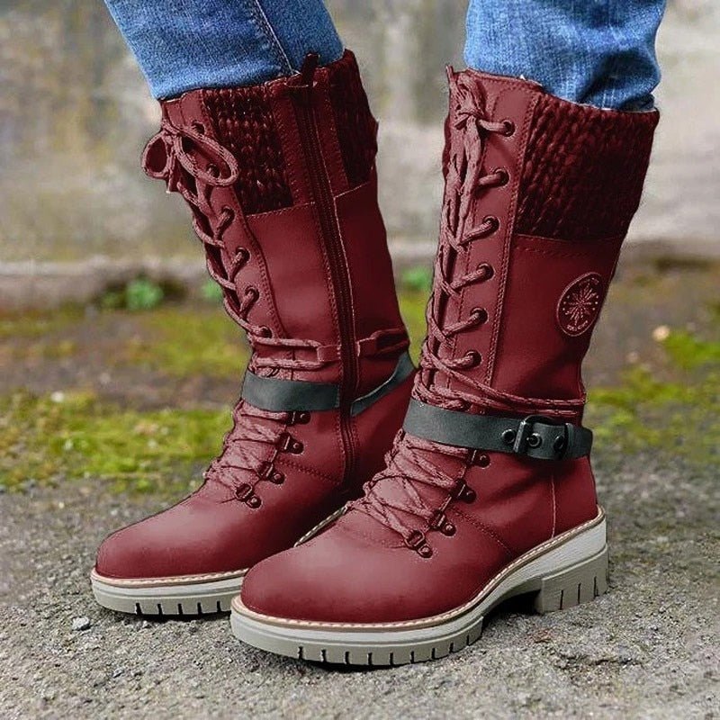 Carla | Stijlvolle Dames Winterlaarzen met Comfortabele Gebreide Boord