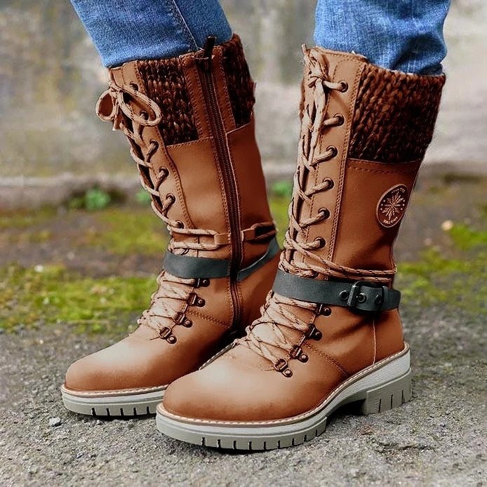 Carla | Stijlvolle Dames Winterlaarzen met Comfortabele Gebreide Boord