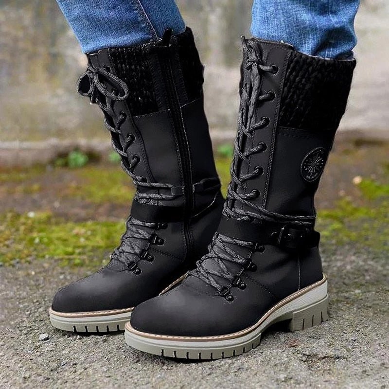 Carla | Stijlvolle Dames Winterlaarzen met Comfortabele Gebreide Boord
