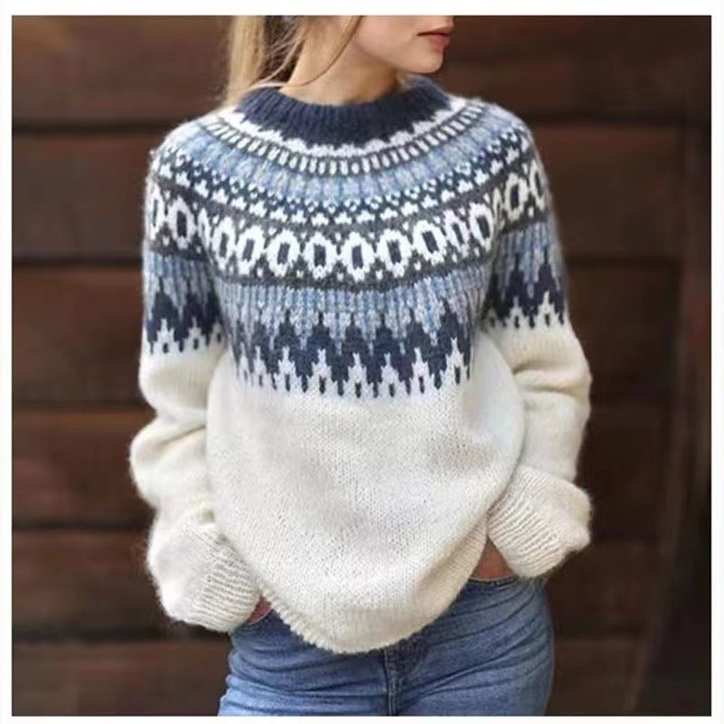 Stijlvolle Fair Isle Gebreide Trui met Comfortabele Pasvorm