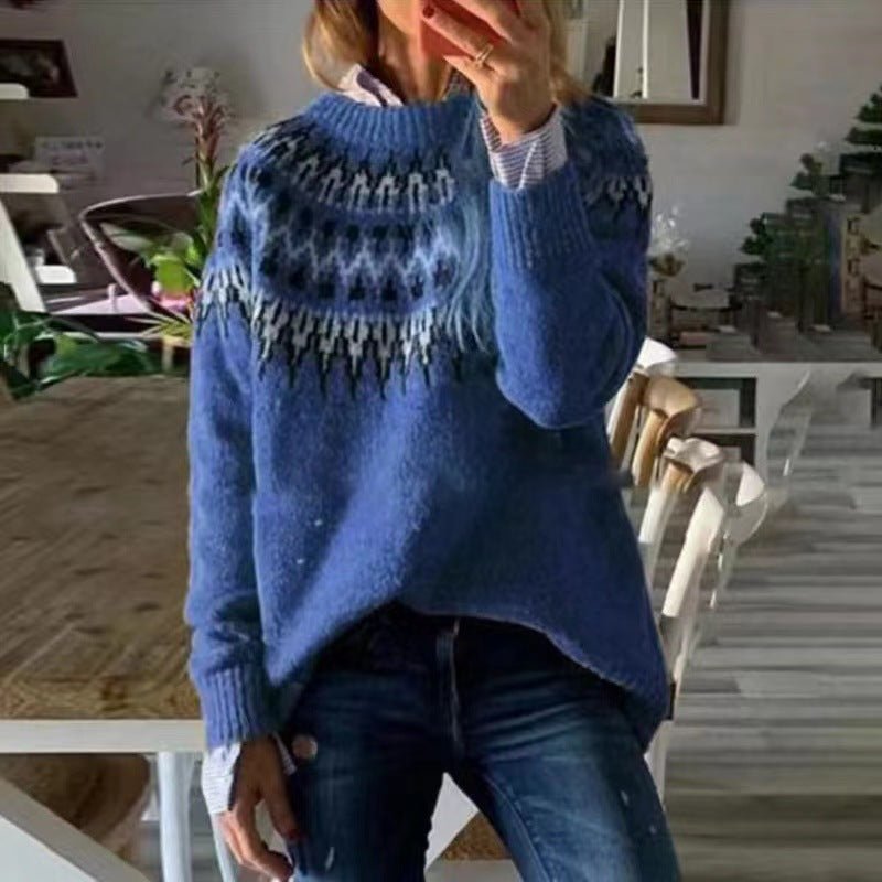 Stijlvolle Fair Isle Gebreide Trui met Comfortabele Pasvorm